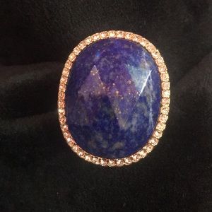 Kate Spade Blue Stone Gold-tone Cocktail Ring SZ 5